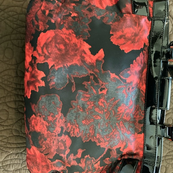 Talbots Black and Red Floral Handbag - Picture 2 of 14